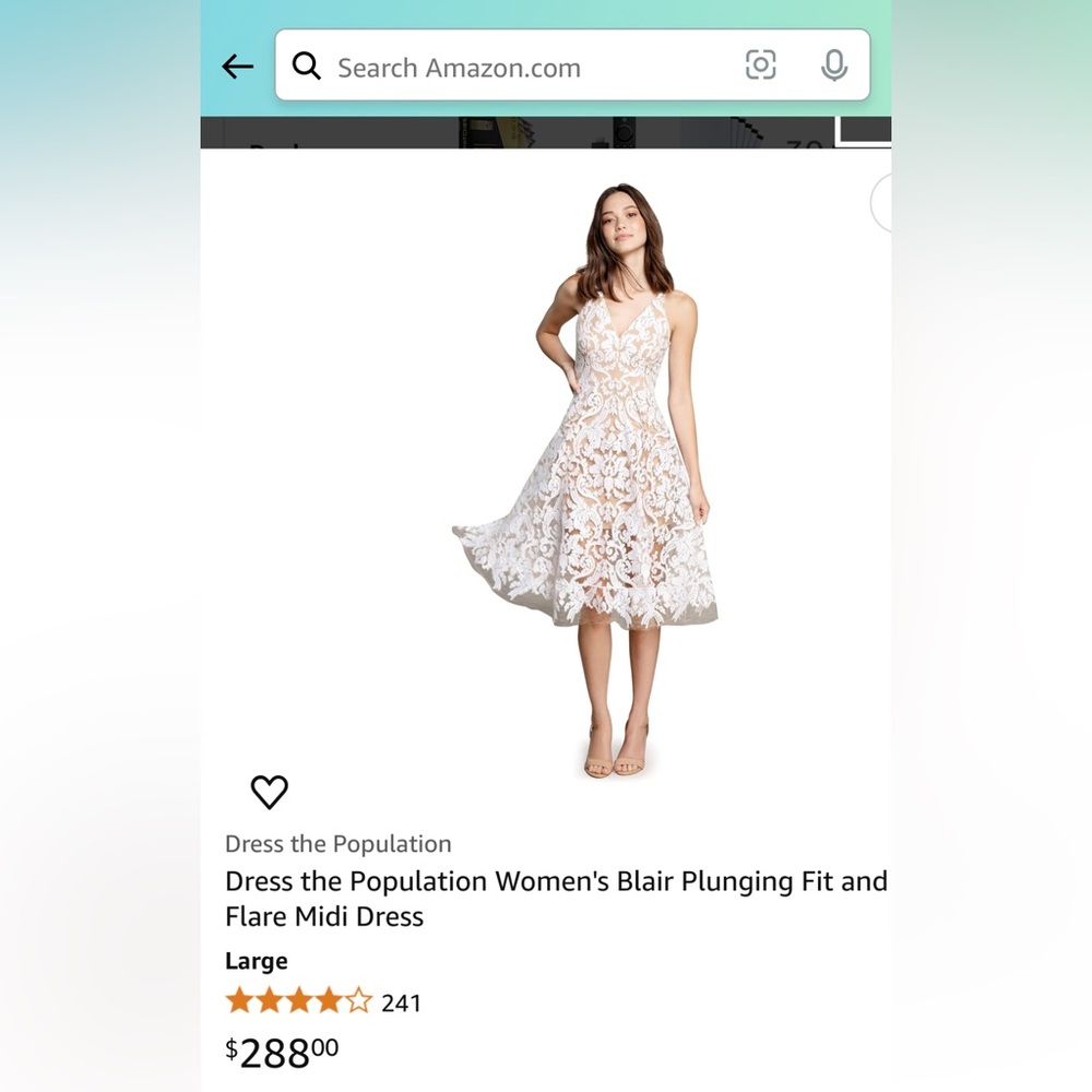 Dress the Population Women’s Blair Plunging Fit & Flare MIDI Dress